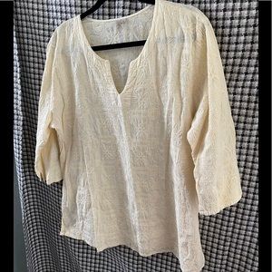 Ivory tunic top cotton India embroidery large